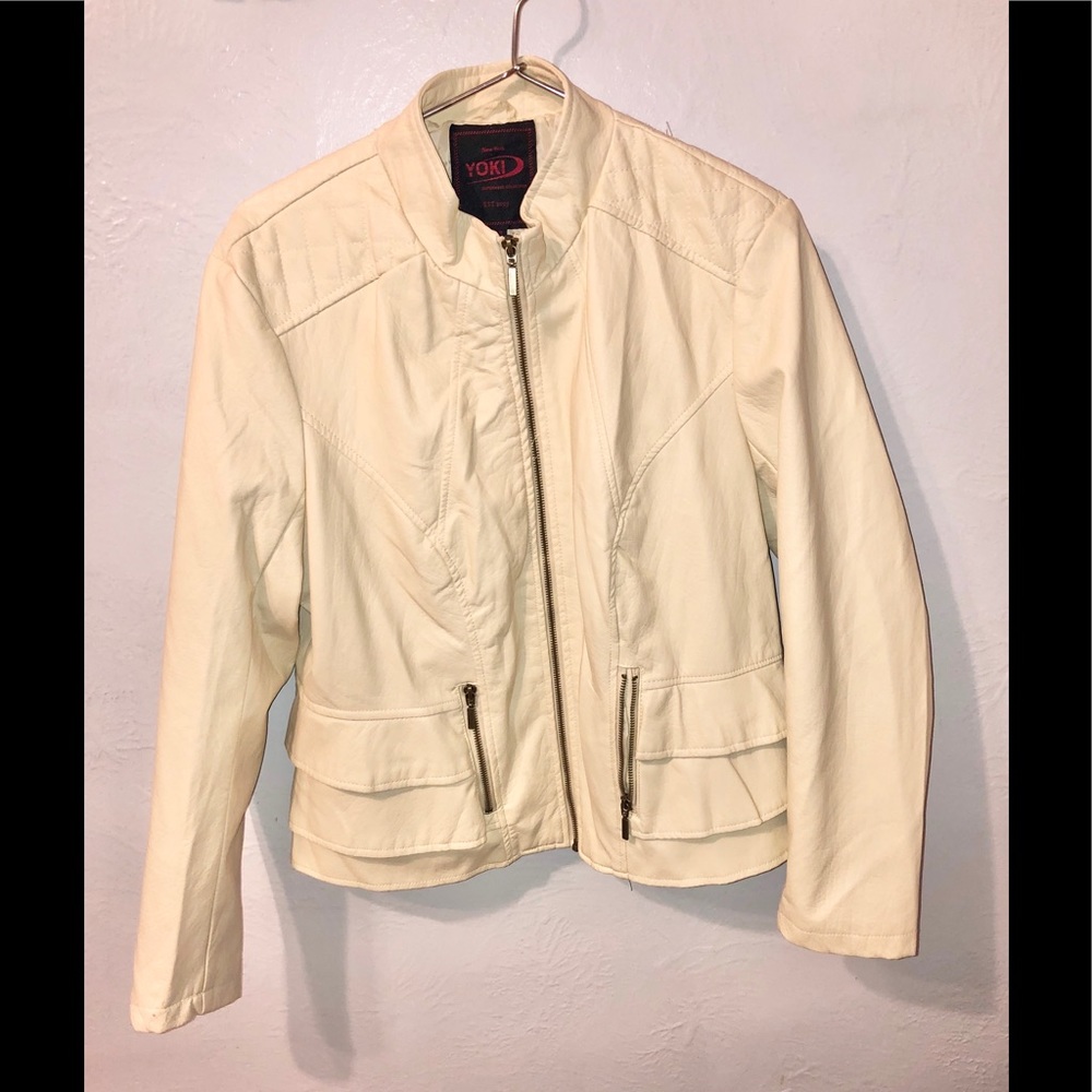 Yoki Pale Yellow XL Faux Leather Jacket Unique!